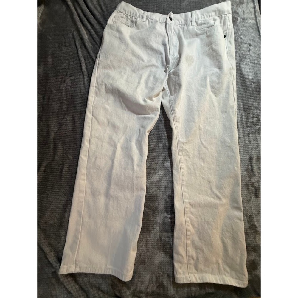 Rocawear Classic Fit White Denim Jeans Mens Straight Streetwear Hip Hop 40X32